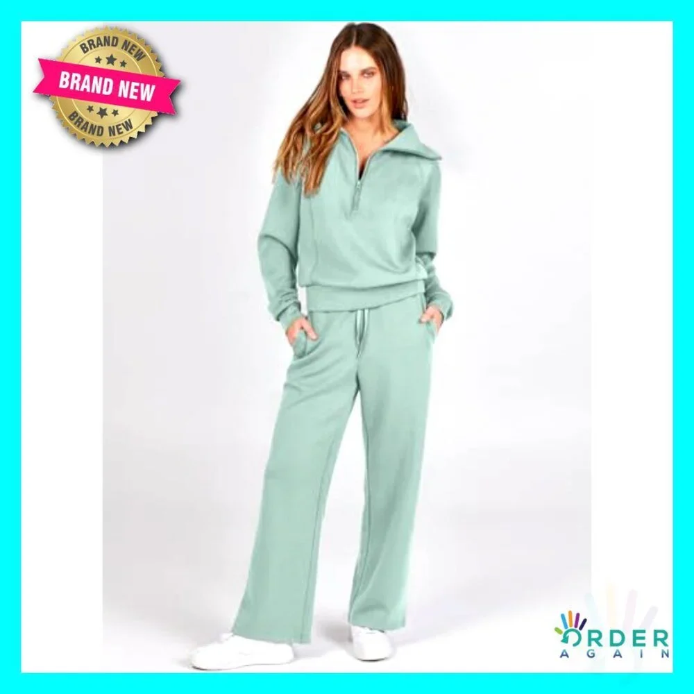 Oversized Sweatsuit Set Loose Fit Lounge Travel Active Wear Wide Leg Pants